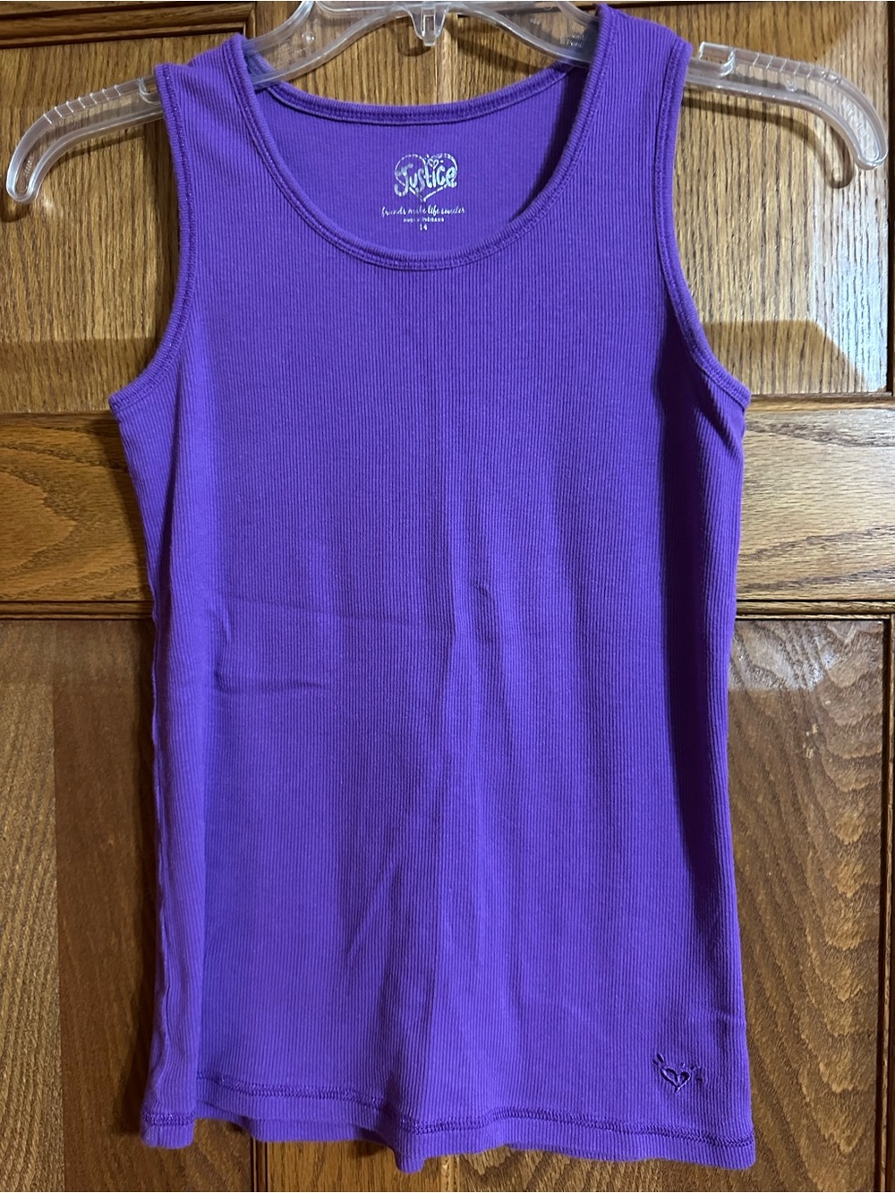 Justice Purple Ribbed Girls Tank Top